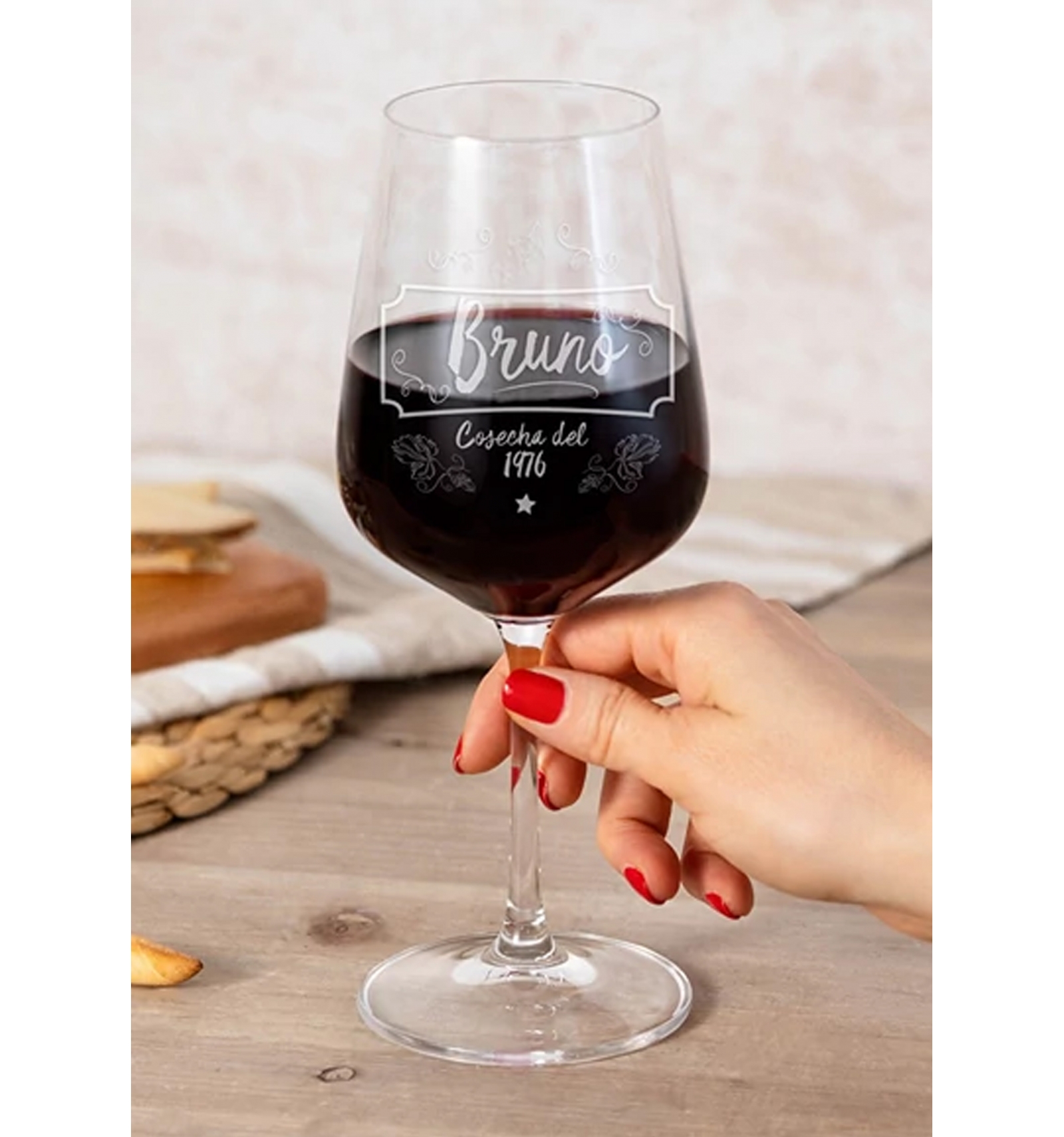 Copa de vino personalizada con monograma grabado con láser de 16 onzas,  vaso de vino personalizado con nombre inicial para él, ella